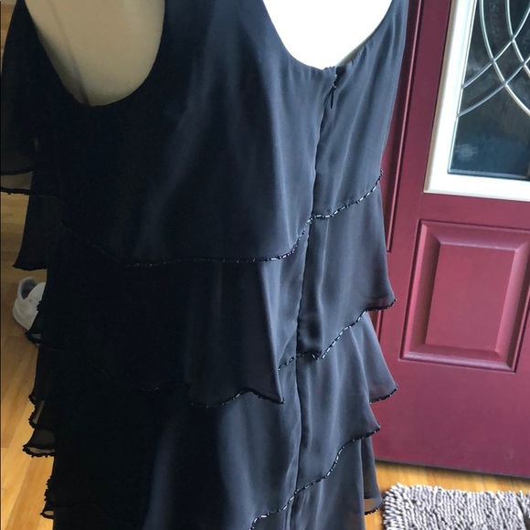 Patra Black silk layered tears dress with black beading. - Picture 8 of 8
